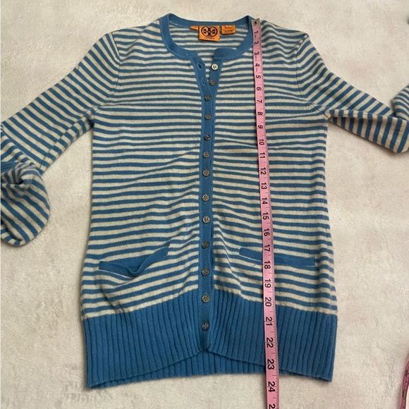 Tory Burch 100% Cashmere Striped Cardigan Sweater 28299 - Picture 3 of 8